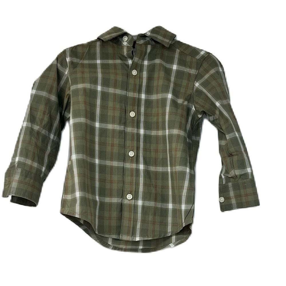 Carters boy 2 piece green plaid button front shirt & jeans sz 2Tcasual play NWOT